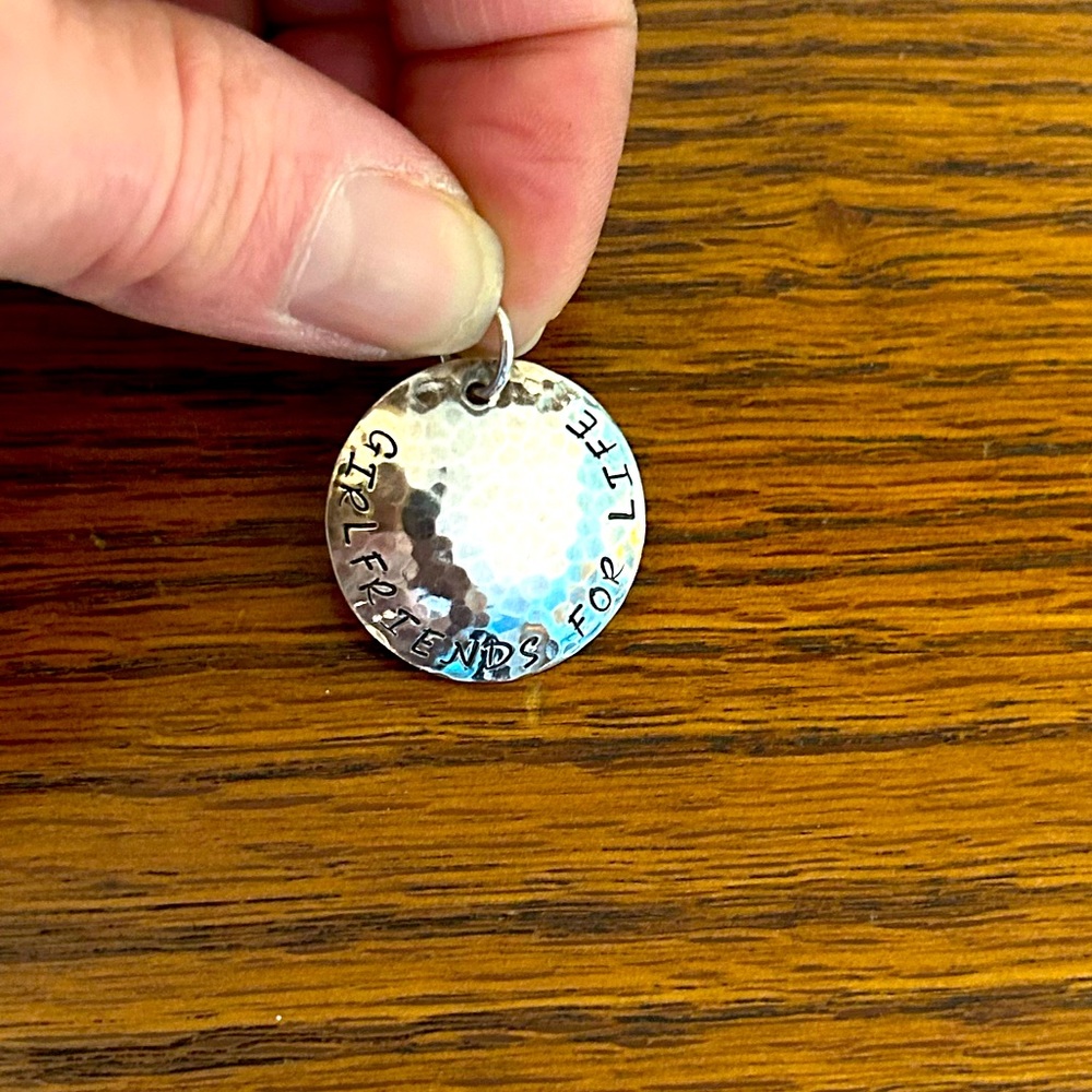 Silpada hammered “girlfriends for life” sterling silver pendant.